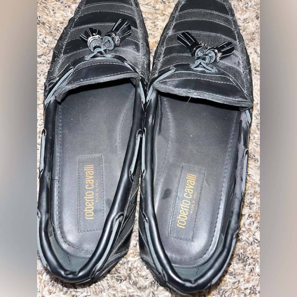 Roberto Cavalli Black Loafers with Tassels